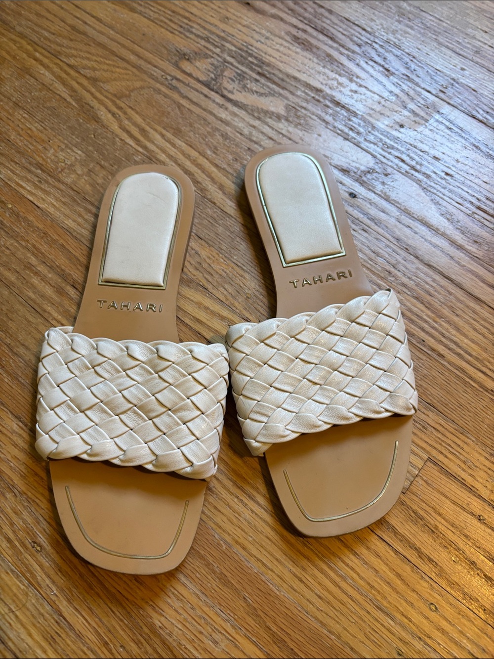 Tahari Cream Braided Slide Mules